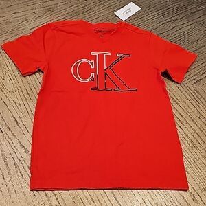 Red v neck t shirt Calvin Kleins size 7 NWT